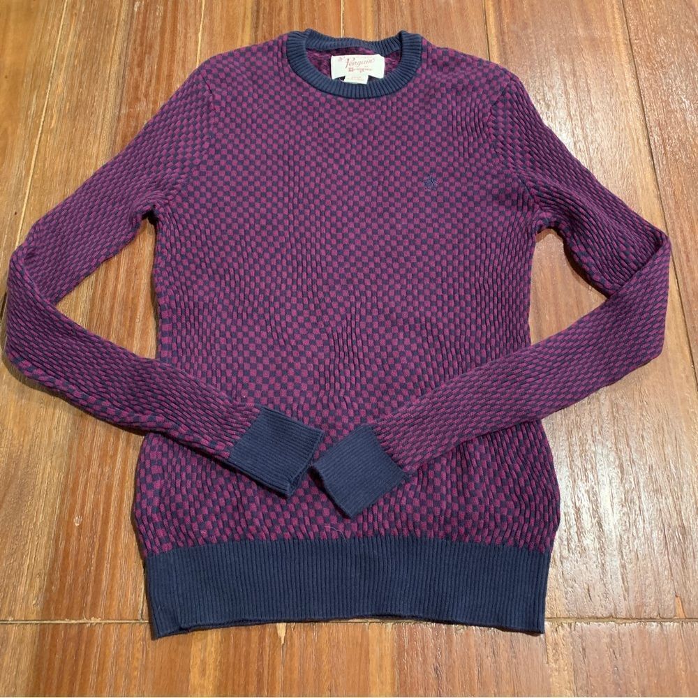 Original Penguin by Munsingwear Purple Blue Checkered Crewneck Sweater Small